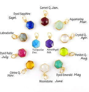 Pierre de naissance hexagone lunette pendentif or Vermeil 925 argent sterling lunette ensemble 8mm pierre de naissance naturelle pendentif à la main charme de guérison - Product Image 1