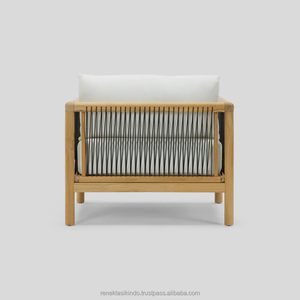 Silla de Comedor Cómoda con Espuma Suave y Tapicería de Algodón, 88x86x65 cm, Estructura de Madera de Teca, Ecológica y Duradera - Product Image 2