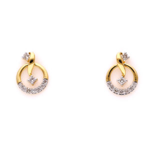 Pendientes de Aro Circulares de Diamantes Dorados de Lujo, Joyería Elegante de Dos Tonos para Mujer - Product Image 1