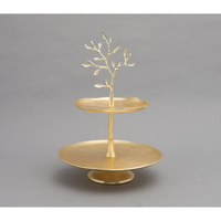 ROYAL HOME COLLECTION Nouveau design moderne, écologique, de haute qualité, support à gâteau en aluminium martelé à 1 étage, finition or nickel
