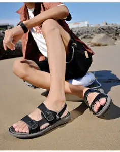 Large Size Outdoor Beach Slipper Sandals Summer Soft Genuine Leather Man Sandals