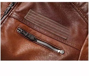 Veste de moto motard élégante et durable pour hommes toutes saisons vêtements d'extérieur en cuir d'agneau à capuche avec tissu en toile avec logo personnalisé - Product Image 5