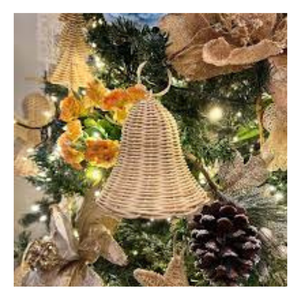 Encantadores adornos navideños de ratán árbol tejido a mano y diseño de estrella adornos navideños de ratán para Decoración - Product Image 1