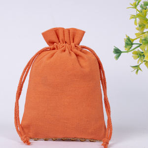 Recipiente de joyería biodegradable de algodón naranja hecho a mano con logotipo personalizado, embalaje de regalo con cordón indio para organizar joyas - Product Image 3