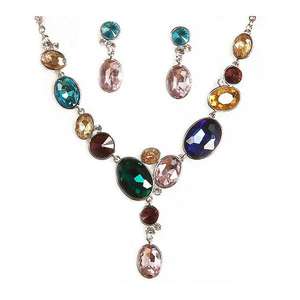 Ensembles de bijoux de mode Kriaa-Ensemble de collier plaqué argent autrichien multicolore 1103044 - Product Image 1