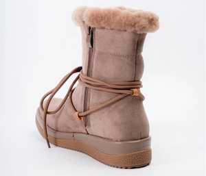 รองเท้าบูทขนสัตว์สำหรับผู้หญิง สวมใส่สบาย เหมาะสำหรับฤดูหนาว บุขนเทียม รองเท้าบูทข้อเท้าแบบสวม ใส่สบาย เหมาะสำหรับกิจกรรมกลางแจ้ง - Product Image 2