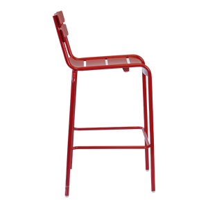 Chaise de bar extérieure en métal rouge, style rustique minimaliste, pour restaurant et salle à manger - Product Image 1