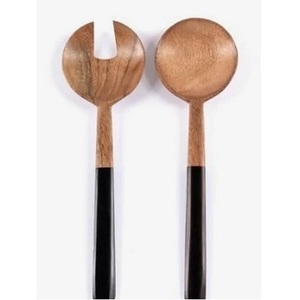 Cuchara de cocina de madera natural de gran venta con mango de resina para servir y cocinar herramientas de ensalada para súper mercados hoteles - Product Image 1