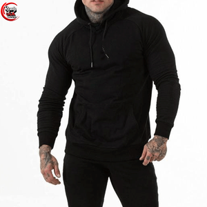 Pull à capuche d'hiver en molleton de polyester pour hommes 400gsm 100% coton teint uni sans ficelles design de poche imprimé motif solide - Product Image 6