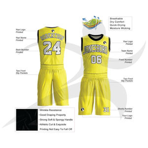 Conception vierge hommes enfants uniforme de basket-ball réversible Hombre Logo Laker maillot de basket-ball maillot de basket-ball d'été - Product Image 2