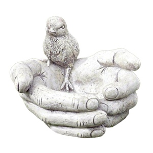Mangeoire à oiseaux en métal massif, style oiseau assis, pour pelouse, jardin, décoration d'intérieur, bol d'alimentation pour oiseaux, artisanat en métal, sculpture décorative - Product Image 1