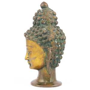 Escultura de cabeza de Buda antigua de latón indio hecha a mano, estatua de decoración para el hogar, artículos de regalo, altura: 15,24 CM, SBF-368 - Product Image 3