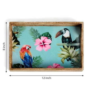 Bandeja DE SERVICIO DE MADERA rectangular moderna elegante y decorativa con estampado de loro único esmaltado superventas - Product Image 4