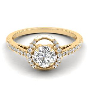 Bagues de fiançailles halo en or massif 14K 18K de haute qualité REYES, certifiées IGI, avec diamants, pour femmes, cadeau de mariage de luxe, bijoux fins - Product Image 6
