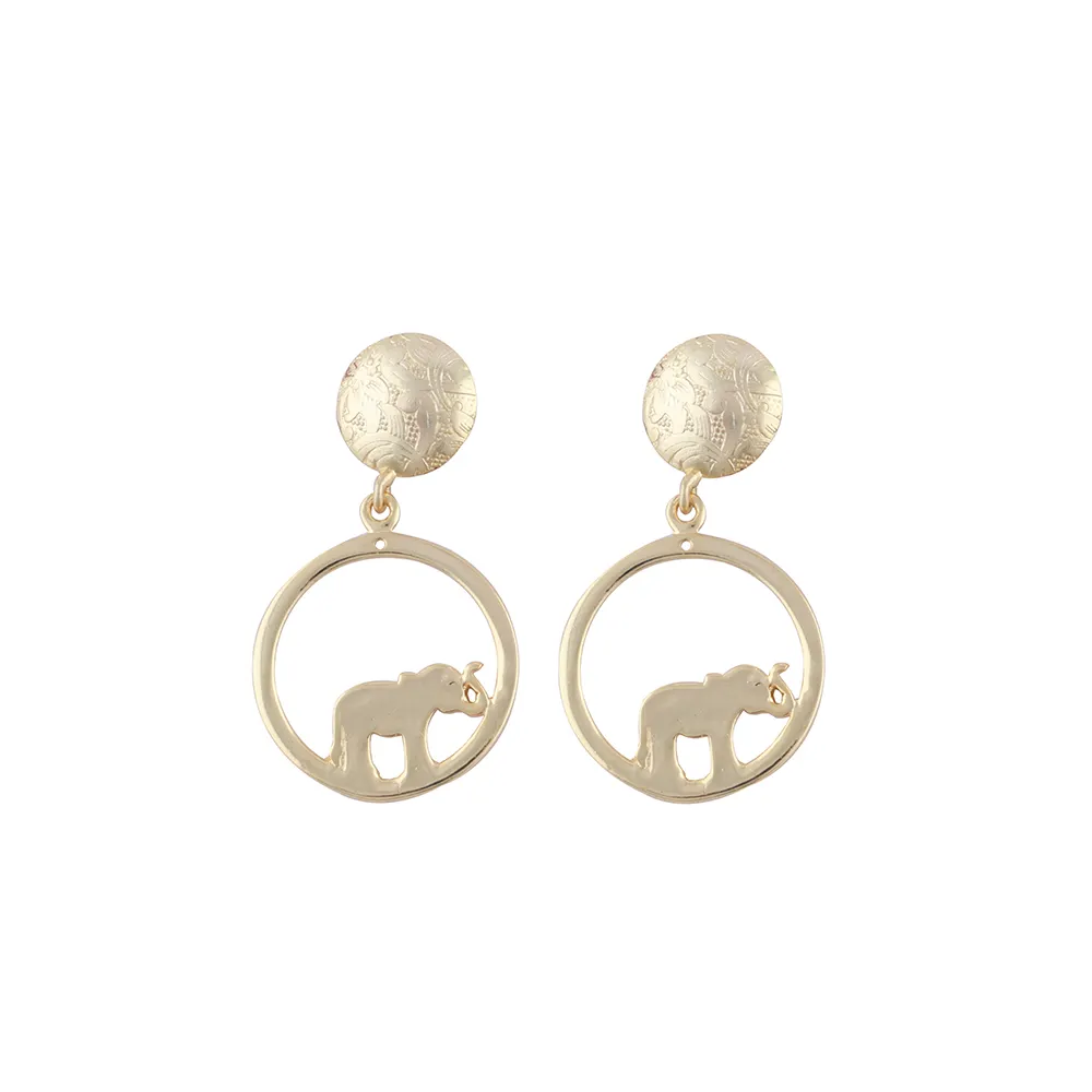 تصاميم الفيل المطلية بالذهب & سحر دائري مصمم عصري النحاس معدن مسمار تتدلى أقراط المجوهرات. وضع Joyas