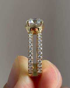 Iced Jewelz 1.75ct Premium Quality Moissanite Diamond Ring 18k Yellow Gold Marquise Cut Halo Setting Style Religieux pour - Product Image 5