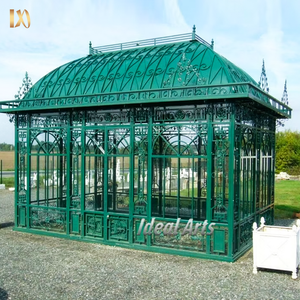 Custom Wrought Iron Glass Greenhouse Classical <strong>Victorian</strong> Style <strong>Garden</strong> Wrought Iron Gazebo for Luxury Backyard Landscaping - Product Image 4