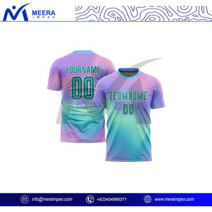 Maillot de football unisexe personnalisé OEM de haute qualité 100 % polyester sublimé à col montant léger à manches courtes pour hommes et femmes - Product Image 4