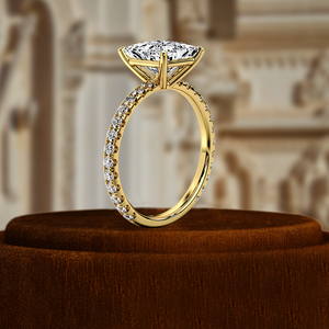 แหวนเพชรทรงเจ้าหญิง 1 กะรัต ผลิตในห้องปฏิบัติการ แหวนหมั้นแบบฝังเพชร แหวนขอแต่งงานรับรองโดย IGI แหวนแต่งงานทองคำขาว 14K สีเหลือง - Product Image 4