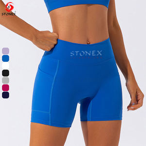 Vente en gros Vêtements de sport taille haute personnalisés pour femmes Poche latérale Design Gym Fitness Tummy Control Short respirant pour les femmes - Product Image 6