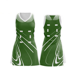 Meilleur prix pour uniforme de netball pour femmes, impression personnalisée par sublimation, devant extensible dans 4 directions, anti-UV, vente en gros, nouveau design de maillot vert - Product Image 3