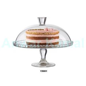 Support à gâteau en verre transparent avec couvercle en verre et bouton support d'assiette à gâteau rond pour les fêtes de cuisine à la maison et le décor d'anniversaire - Product Image 2