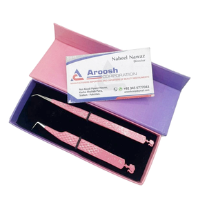 Pince à épiler pour poupée à paillettes, 90 degrés, 45 degrés, vente en gros de pinces d'extension de cils à poignée diamantée en acier inoxydable, durable - Product Image 1