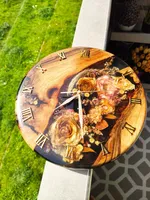 Horloges murales uniques en bois et résine époxy faites à la main Meilleures ventes Résine époxy et décoration murale pour la maison et le bureau