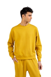 Sudadera amarilla mostaza sólida Boxy Fit cuello redondo para ropa de calle chándales Unisex de secado rápido de alta calidad - Product Image 4