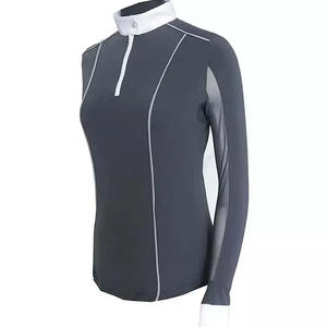 Ropa de equitación de diseño OEM para mujer, camisa de manga larga con cremallera y capa base para montar a caballo - Product Image 4