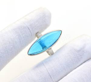 High Quality Silver Vermeil Finger Marquise Ring Blue Topaz Hydro <b>Quartz</b> Gemstone Diamond 10x30mm Eternity For Classic Party - Product Image 6