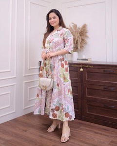 Vestido de algodón ecológico de estilo Vintage indio para mujer, bloque de mano, estampado Floral, ropa de verano informal de moda, logotipo dulce transpirable - Product Image 1