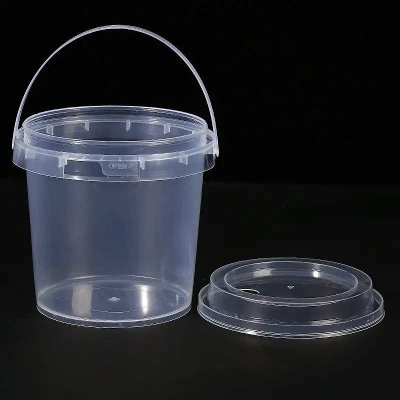 Custom 5L Clear Square Transparent Packaging Food Grade PP Plastic Bucket With lids