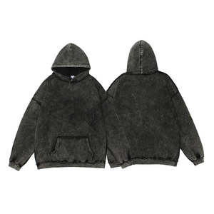 Pull oversize à épaules tombantes en détresse Sweat à capuche lourd délavé à l'acide personnalisé pour hommes 100% coton Sweats à capuche délavés vintage - Product Image 1