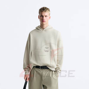 Sweat à capuche court ample pour homme, style urbain premium, en molleton de coton 400 GSM, coupe décontractée, mode, pull court, OEM, marque privée - Product Image 1