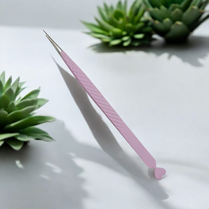 Pince à épiler droite pour extension de cils en acier inoxydable avec finition imprimée en diamant - Product Image 1