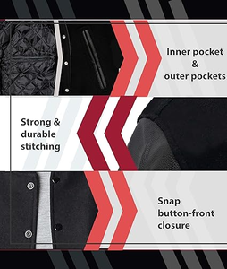 Fabricant OEM Broderie en chenille de haute qualité Bomber de baseball personnalisée pour hommes, collège, veste universitaire en cuir Letterman - Product Image 5