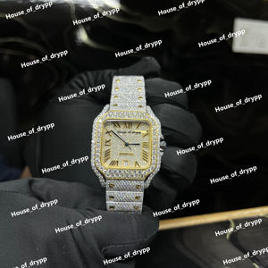 Reloj de Pulsera para Hombre con Diamantes Moissanite, Esfera Cuadrada Romana, Acero Inoxidable, Movimiento Automático - Product Image 1