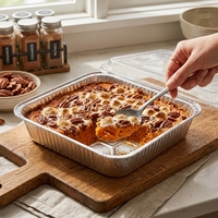 Plateau de cuisson carré en aluminium sur mesure avec couvercle pour la restauration et les plats à emporter