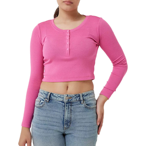 T-shirts tricotés à manches longues et col rond pour jeunes femmes de BD Clother avec une qualité orientée vers l'exportation 100% - Product Image 1