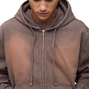 Sweat-shirt à capuche en molleton de coton 100% pour hommes, sweat-shirt zippé avec poche kangourou, entraînement décontracté, motif d'hiver solide - Product Image 2