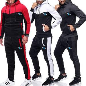 Logo personnalisé en gros pull veste ensembles pour hommes hommes survêtements vierges coupe-vent vêtements de sport fermeture éclair complète survêtement chaud pour hommes - Product Image 3