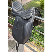 Selle de dressage en cuir anglais de qualité supérieure pour chevaux Selle de cheval à gueule en cuir véritable Taille 15 pouces