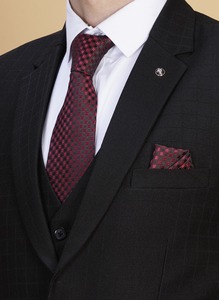 Vente flash Costume homme classique noir 5 pièces en polyester et coton Vêtement formel pour mariages et affaires Disponible à la vente - Product Image 2