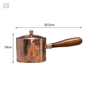 กาต้มน้ำหม้อชาแบบใช้ค้อนทุบด้ามไม้ลายดอกไม้ใช้แทนกาน้ำชาทองแดงแบบดั้งเดิมกาต้มน้ำโลหะ - Product Image 6