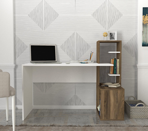 Best Seller Exclusive Luxury Modular <b>Modern</b> Design Chipboard Side Office <b>Desk</b> <b>White</b>-Walnut From Turkey Dekorister - Product Image 1