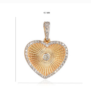 Pave Diamond <b>Heart</b> <b>Pendant</b> Solid 14K Yellow <b>Gold</b> <b>Pendant</b> Handmade Minimalist Jewelry Single Cut Diamond Jewelry Top Quality - Product Image 1