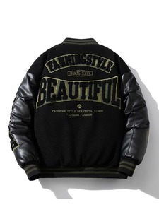 Veste d'université d'hiver pour hommes avec manteau en laine Racing Motorcycle Embroidery Cool College Clothing Thick Button Warm Jacket for Men - Product Image 2