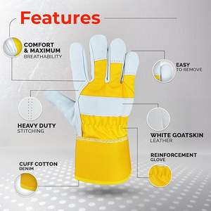 Gant de travail en peau de chèvre pour hommes et femmes Gants de sécurité en cuir léger pour la construction, le jardinage et le travail en plein air - Product Image 2