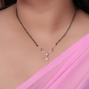 Collier de perles en plaqué or rose avec CZ pour femme, idéal pour le quotidien et la mode - Product Image 3